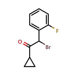 Chemical structure of 2-Bromo-2-(2-fluorophenyl)-1-cyclopropylethanone , CAS 204205-33-4, AChemBlock P39944