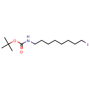 Chemical structure of tert-Butyl 8-iodooctylcarbamate , CAS 2011713-75-8, AChemBlock P39997