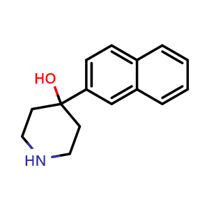 Chemical structure of 4-Hydroxy-4-(naphth-2-yl)piperidine , CAS 200875-27-0, AChemBlock P40003