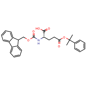 Chemical structure of N-Fmoc-L-glutamic acid 5-(2-phenyl-2-propyl) ester , CAS 200616-39-3, AChemBlock P40006