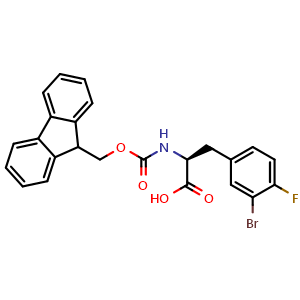 Chemical structure of N-Fmoc-3-bromo-4-fluoro-L-phenylalanine , CAS 2002558-87-2, AChemBlock P40017
