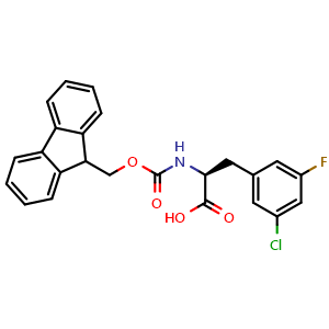 Chemical structure of N-Fmoc-5-chloro-3-fluoro-L-phenylalanine , CAS 1998650-51-3, AChemBlock P40029