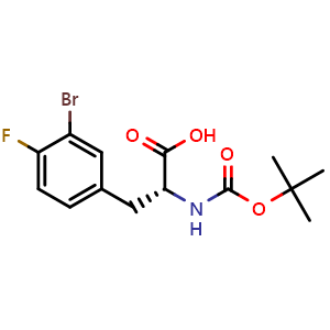 Chemical structure of N-Boc-3-bromo-4-fluoro-D-phenylalanine , CAS 1998645-46-7, AChemBlock P40031