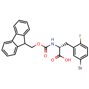 Chemical structure of N-Fmoc-5-bromo-2-fluoro-D-phenylalanine , CAS 1997394-38-3, AChemBlock P40036