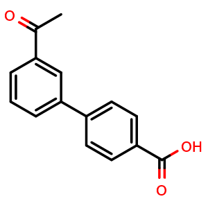 Chemical structure of 3'-Acetyl-4-biphenylcarboxylic acid , CAS 199678-04-1, AChemBlock P40037