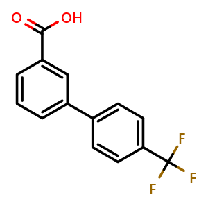 Chemical structure of 4'-(Trifluoromethyl)-3-biphenylcarboxylic acid , CAS 199528-28-4, AChemBlock P40043
