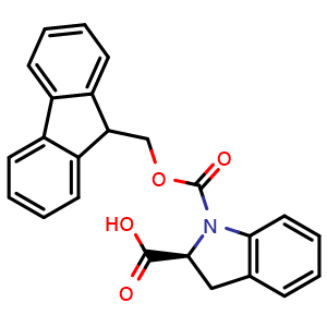 Chemical structure of N-Fmoc-(S)-indoline-2-carboxylic acid , CAS 198560-38-2, AChemBlock P40060