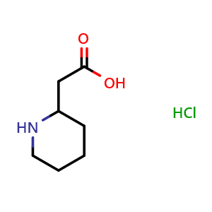 Chemical structure of 2-Piperidineacetic acid hydrochloride , CAS 19615-30-6, AChemBlock P40091