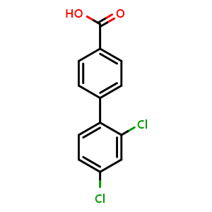 Chemical structure of 2',4'-Dichlorobiphenyl-4-carboxylic acid , CAS 195457-72-8, AChemBlock P40102