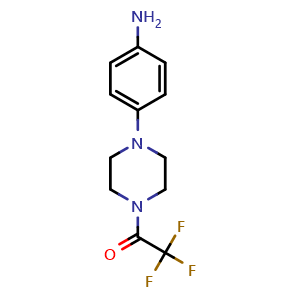 Chemical structure of 4-(4-Trifluoroacetyl-piperazin-1-yl)aniline , CAS 193903-35-4, AChemBlock P40130