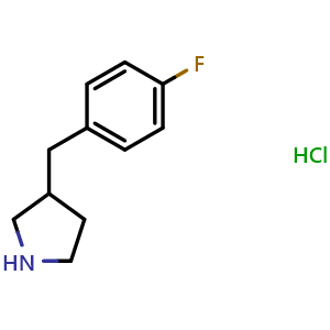 Chemical structure of 3-[(4-Fluorophenyl)methyl]-pyrrolidine hydrochloride , CAS 193220-17-6, AChemBlock P40147
