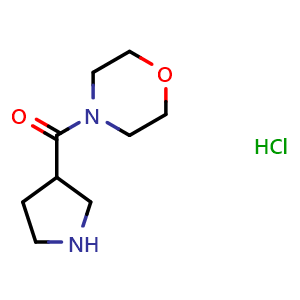 Chemical structure of 4-(3-Pyrrolidinylcarbonyl)-morpholine hydrochloride , CAS 192869-54-8, AChemBlock P40157
