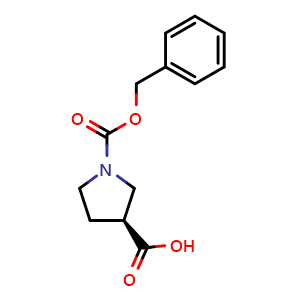 Chemical structure of (S)-1-Cbz-3-pyrrolidinecarboxylic acid , CAS 192214-00-9, AChemBlock P40168