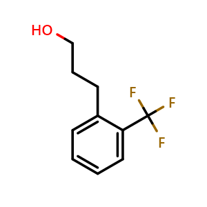 Chemical structure of 3-(2-(Trifluoromethyl)phenyl)propan-1-ol , CAS 191155-81-4, AChemBlock P40183