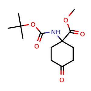 Chemical structure of Methyl 1-(Boc-amino)-4-oxo-cyclohexanecarboxylate , CAS 191111-27-0, AChemBlock P40186