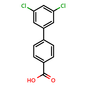 Chemical structure of 3',5'-Dichlorobiphenyl-4-carboxylic acid , CAS 190911-79-6, AChemBlock P40190