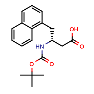 Chemical structure of (R)-b-(Boc-amino)-1-naphthalenebutanoic acid , CAS 190190-49-9, AChemBlock P40194