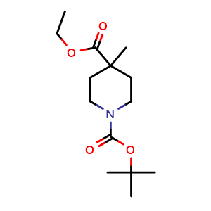 Chemical structure of Ethyl N-Boc-4-methylpiperidine-4-carboxylate , CAS 189442-87-3, AChemBlock P40210