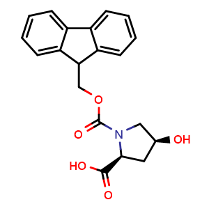 Chemical structure of (4S)-N-Fmoc-4-hydroxy-L-proline , CAS 189249-10-3, AChemBlock P40216