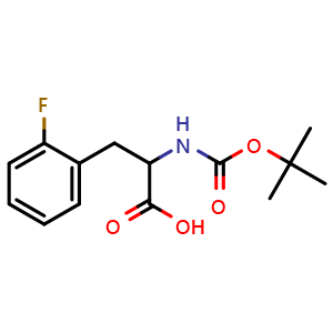 Chemical structure of N-Boc-2-fluoro-DL-phenylalanine , CAS 186431-96-9, AChemBlock P40269