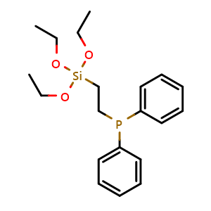 Chemical structure of 2-(Diphenylphosphino)ethyltriethoxysilane , CAS 18586-39-5, AChemBlock P40284