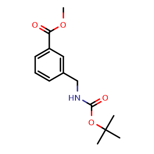 Chemical structure of 3-[(Boc-amino)methyl]benzoic acid methyl ester , CAS 180863-55-2, AChemBlock P40379