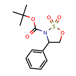 Chemical structure of 3-Boc-4-phenyl-1,2,3-oxathiazolidine 2,2-dioxide , CAS 1800416-05-0, AChemBlock P40399