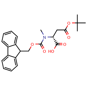 Chemical structure of N-Fmoc-N-methyl-D-aspartic acid 4-tert-butyl ester , CAS 1799443-40-5, AChemBlock P40405