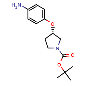 Chemical structure of (S)-1-Boc-3-(4-aminophenoxy)pyrrolidine , CAS 179756-43-5, AChemBlock P40410