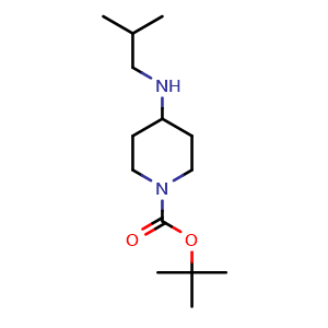 Chemical structure of 1-Boc-4-[(2-methylpropyl)amino]piperidine , CAS 179556-97-9, AChemBlock P40415