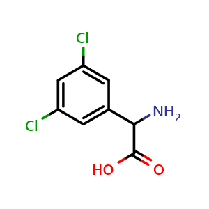 Chemical structure of a-Amino-3,5-dichloro-benzeneacetic acid , CAS 179418-17-8, AChemBlock P40418