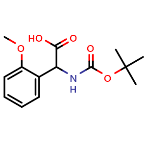 Chemical structure of a-(Boc-amino)-2-methoxybenzeneacetic acid , CAS 179417-69-7, AChemBlock P40419