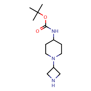 Chemical structure of 1-(3-Azetidinyl)-4-(Boc-amino)piperidine , CAS 178312-32-8, AChemBlock P40435