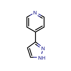 Chemical structure of 4-(1H-Pyrazol-3-yl)pyridine , CAS 17784-60-0, AChemBlock P40457
