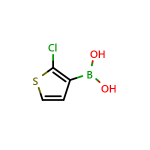 Chemical structure of 2-Chlorothiophen-3-ylboronic acid , CAS 177734-82-6, AChemBlock P40462