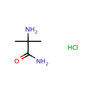 Chemical structure of 2-Amino-2-methyl-propanamide hydrochloride , CAS 17704-74-4, AChemBlock P40473