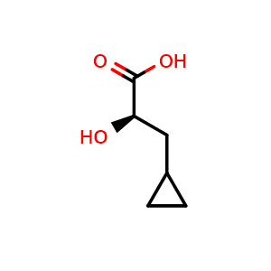 Chemical structure of (R)-a-Hydroxy-cyclopropanepropanoic acid , CAS 174265-97-5, AChemBlock P40522