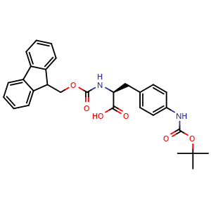 Chemical structure of Fmoc-4-(Boc-amino)-L-phenylalanine , CAS 174132-31-1, AChemBlock P40528
