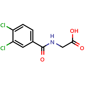 Chemical structure of N-(3,4-Dichlorobenzoyl)glycine , CAS 17321-80-1, AChemBlock P40553