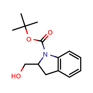 Chemical structure of 1-Boc-2,3-dihydro-2-(hydroxymethyl)-1H-indole , CAS 172647-87-9, AChemBlock P40568