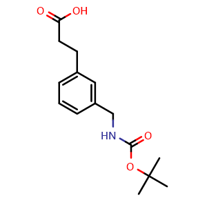 Chemical structure of 3-[(Boc-amino)methyl]benzenepropanoic acid , CAS 171663-00-6, AChemBlock P40585