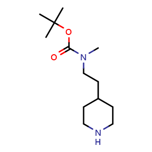 Chemical structure of 4-[2-(Boc-N-methylamino)ethyl]piperidine , CAS 171049-32-4, AChemBlock P40594