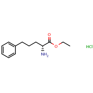 Chemical structure of Ethyl (R)-2-amino-5-phenylpentanoate hydrochloride , CAS 170846-22-7, AChemBlock P40601