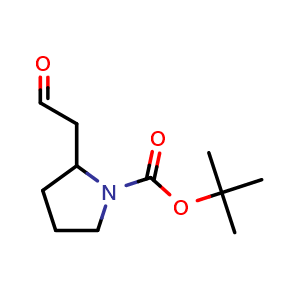 Chemical structure of 1-Boc-2-(2-oxoethyl)pyrrolidine , CAS 170491-62-0, AChemBlock P40617