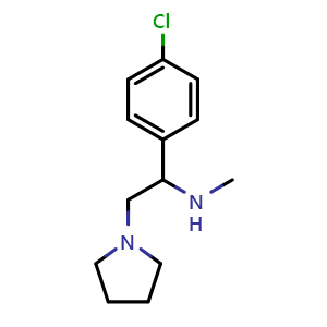 Chemical structure of a-4-Chlorophenyl-N-methyl-1-pyrrolidineethanamine , CAS 170119-33-2, AChemBlock P40628