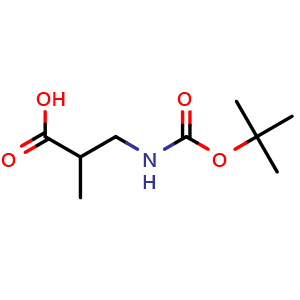 Chemical structure of 3-(Boc-amino)-2-methyl-propanoic acid , CAS 16948-10-0, AChemBlock P40644