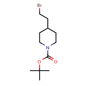 Chemical structure of N-Boc-4-(2-bromoethyl)piperidine , CAS 169457-73-2, AChemBlock P40646
