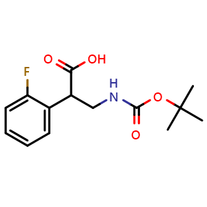 Chemical structure of a-[(Boc-amino)methyl]-2-fluorobenzeneacetic acid , CAS 1694238-83-9, AChemBlock P40647