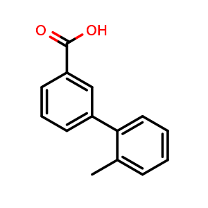 Chemical structure of 2'-Methylbiphenyl-3-carboxylic acid , CAS 168618-44-8, AChemBlock P40659