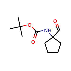 Chemical structure of tert-Butyl (1-formylcyclopentyl)carbamate , CAS 168539-99-9, AChemBlock P40661